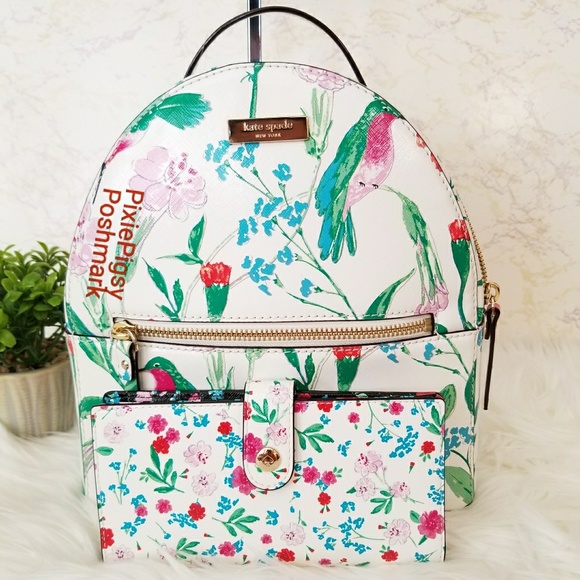 kate spade Handbags - Kate Spade Hummingbird Floral Wallet Backpack Set